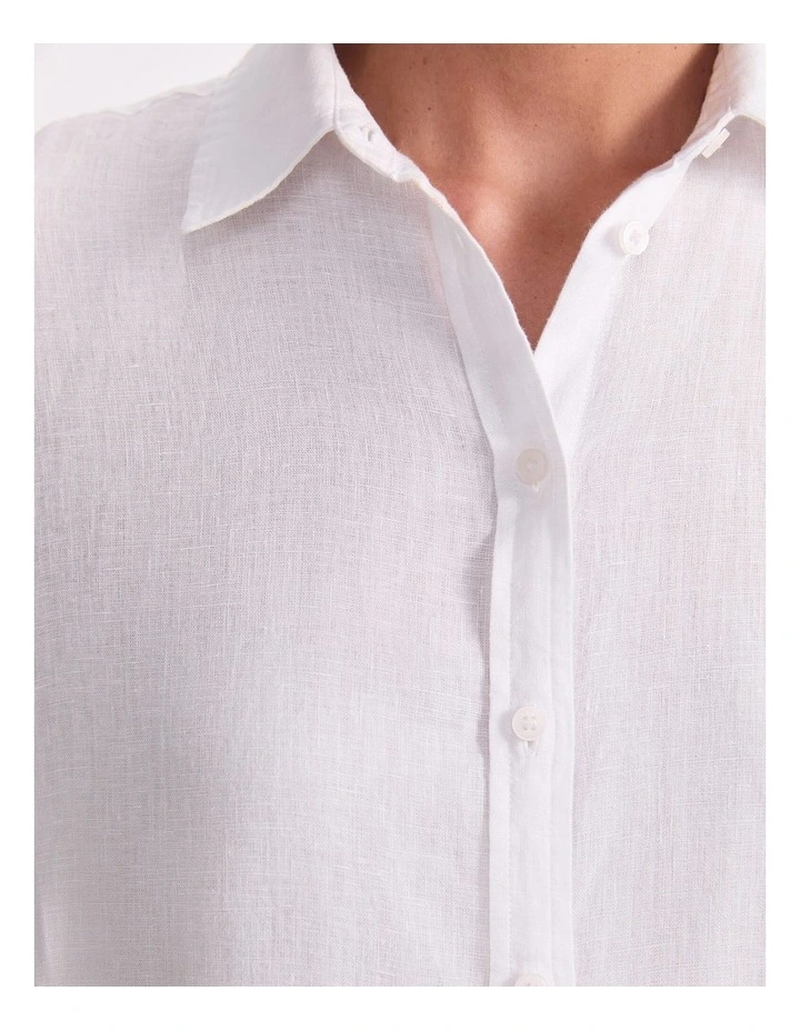 Dahlia Long Sleeve Linen Shirt in White image 7