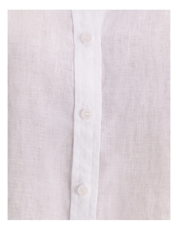 Dahlia Long Sleeve Linen Shirt in White image 7