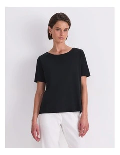 Mercerised Short Sleeve Tee in Black