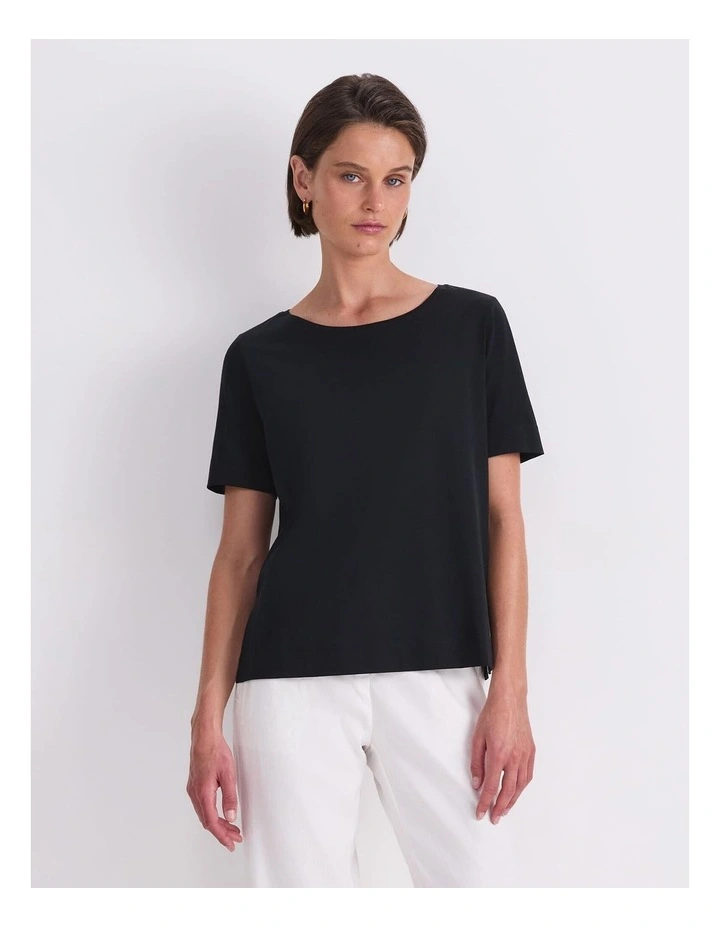 Mercerised Short Sleeve Tee in Black image 1