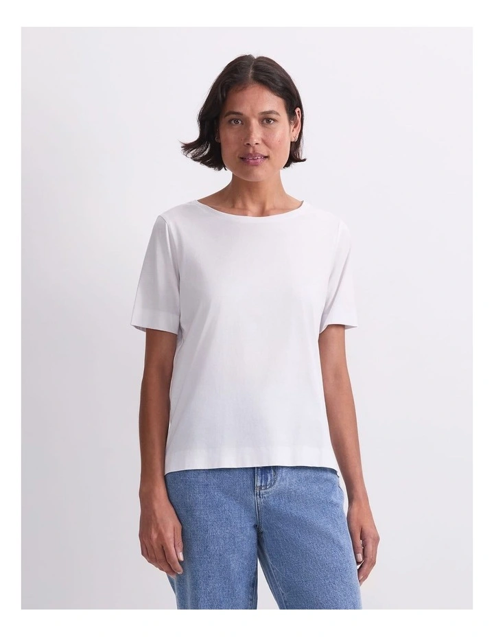 Mercerised Short Sleeve Tee in White image 1