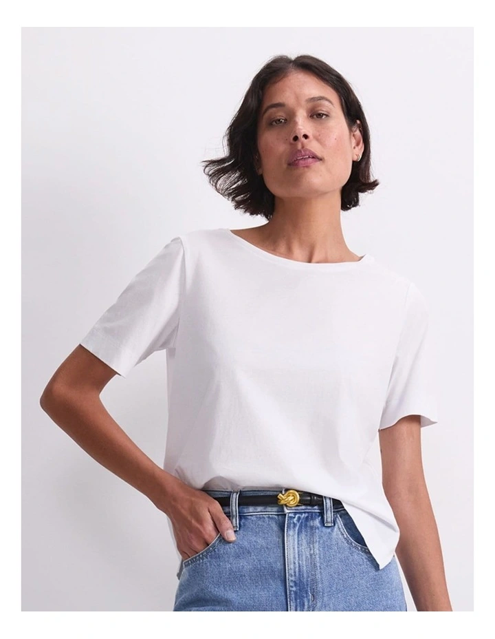 Mercerised Short Sleeve Tee in White image 1