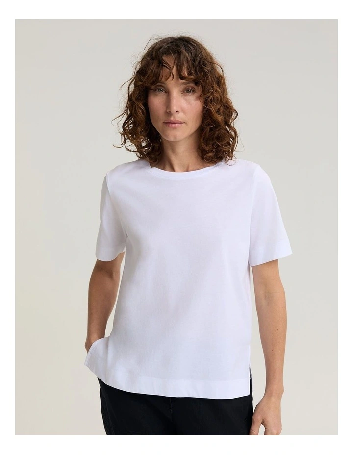 Mercerised Short Sleeve Tee in White image 1