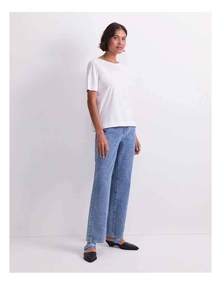 Mercerised Short Sleeve Tee in White image 3