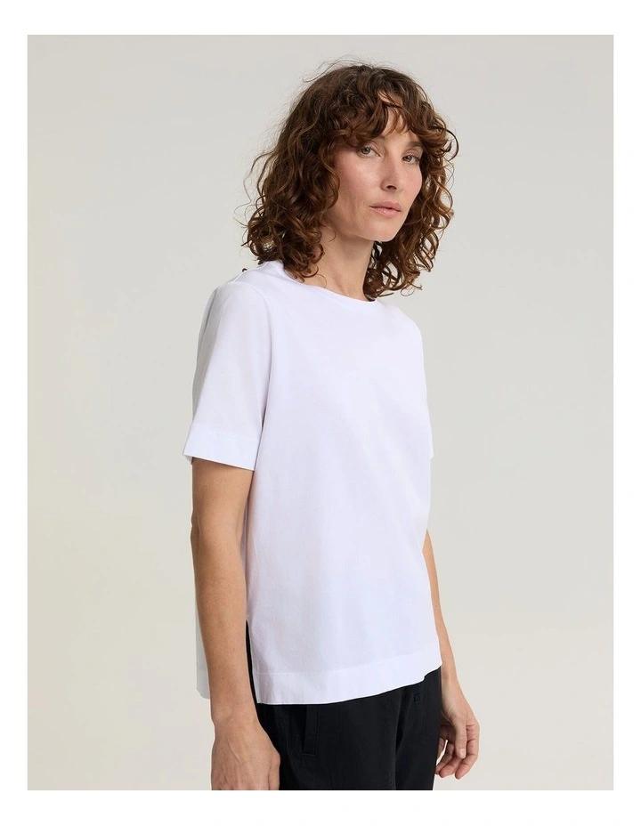 Mercerised Short Sleeve Tee in White image 4