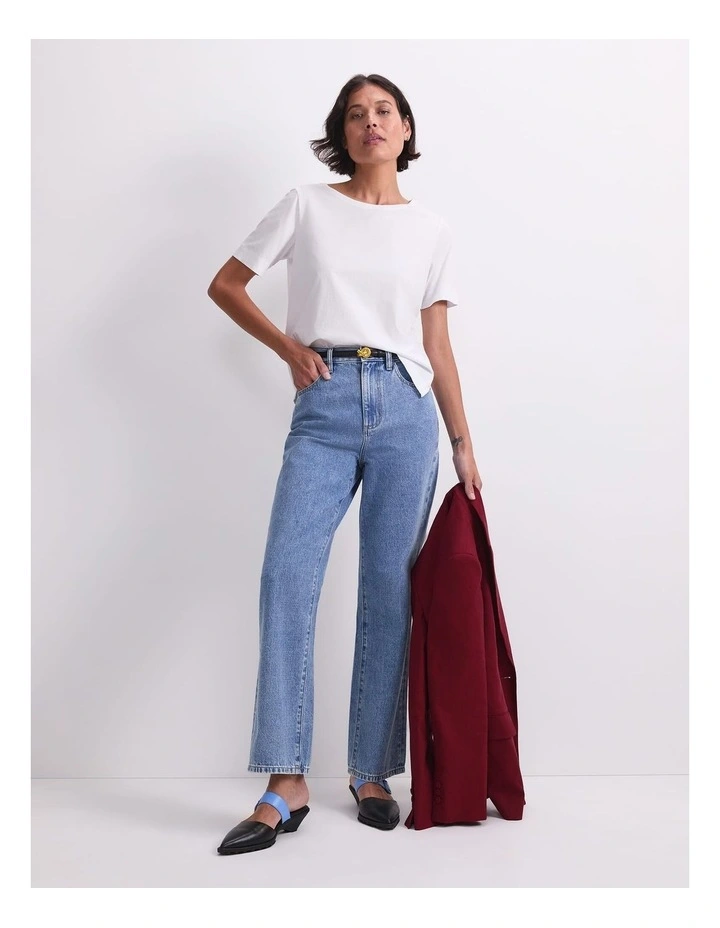 Mercerised Short Sleeve Tee in White image 5