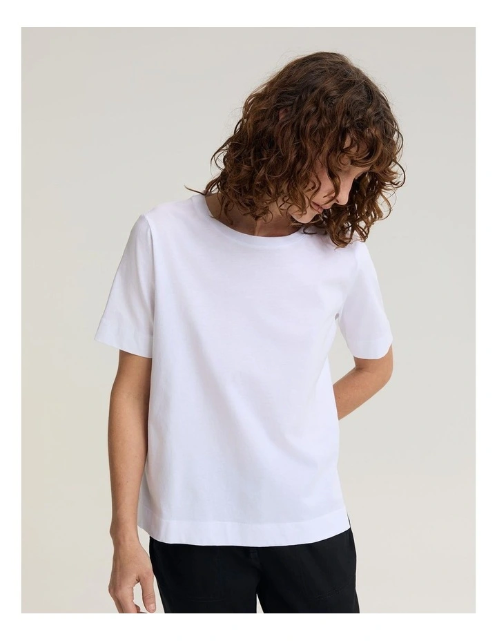 Mercerised Short Sleeve Tee in White image 5