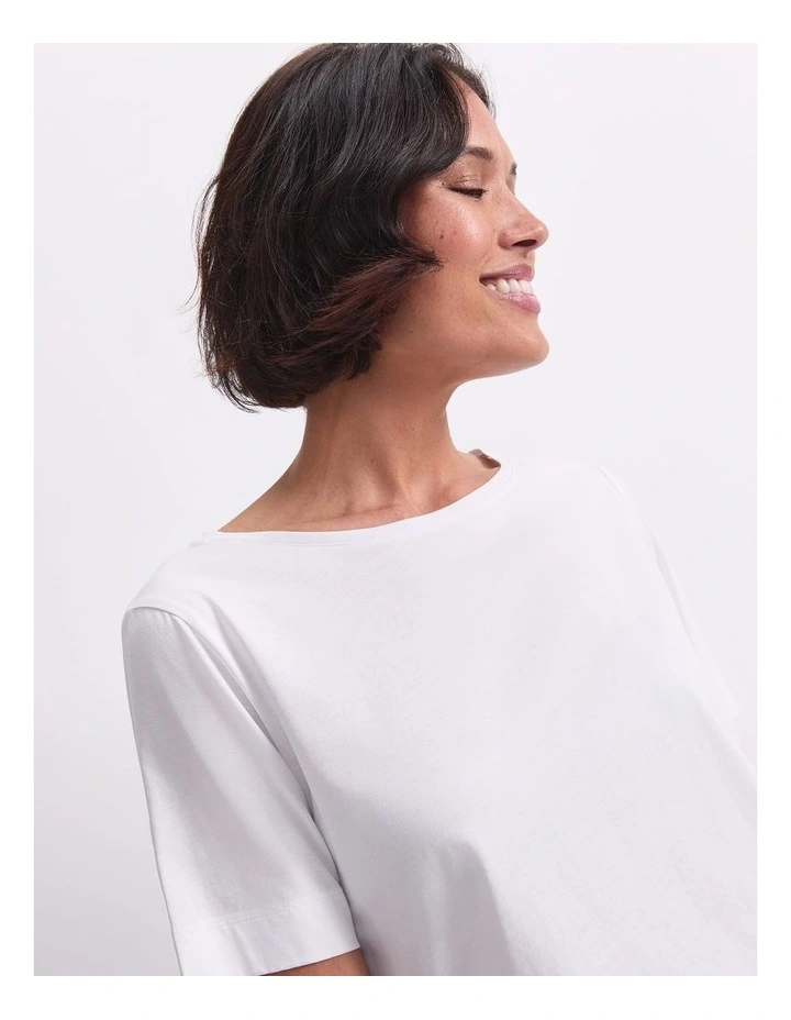 Mercerised Short Sleeve Tee in White image 6
