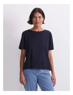 Mercerised Short Sleeve Tee in Navy