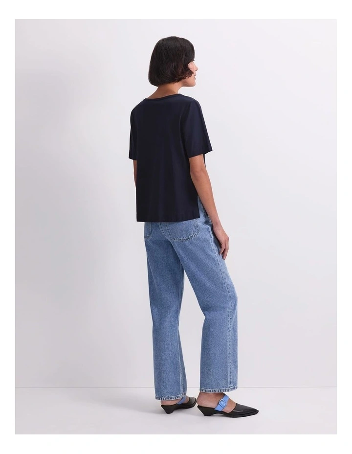 Mercerised Short Sleeve Tee in Navy image 2