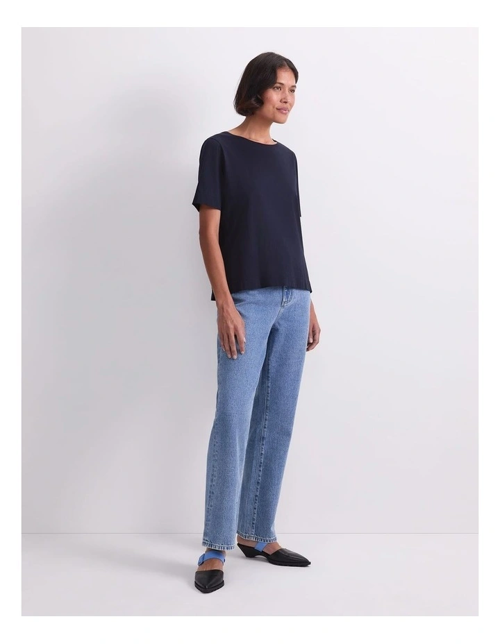 Mercerised Short Sleeve Tee in Navy image 3