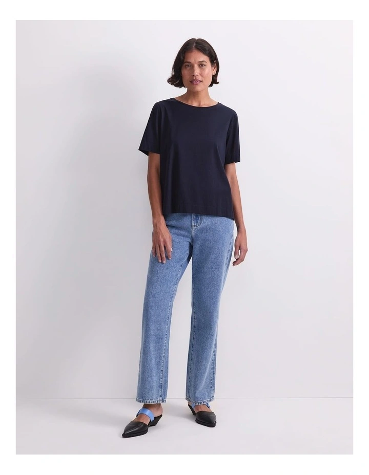 Mercerised Short Sleeve Tee in Navy image 4