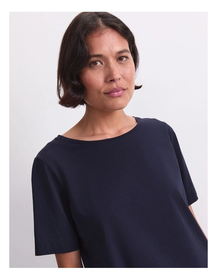 Mercerised Short Sleeve Tee in Navy image 6