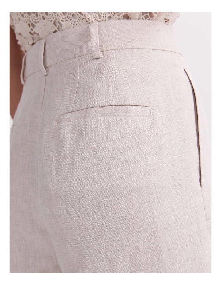 Freya Straight Linen Pant in Beige image 6