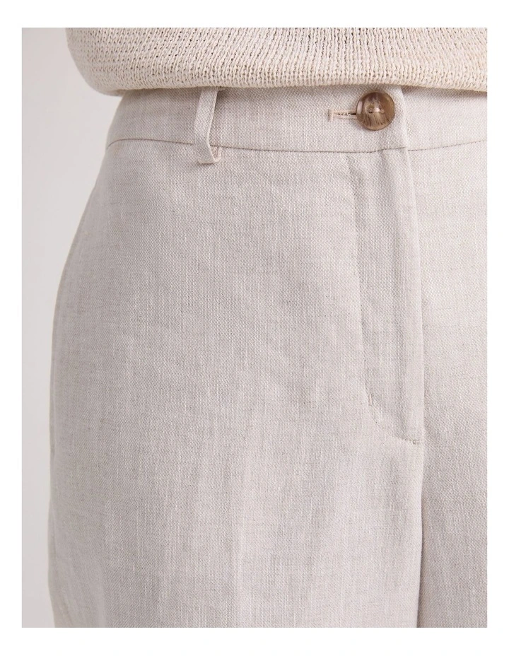 Freya Straight Linen Pant in Beige image 7
