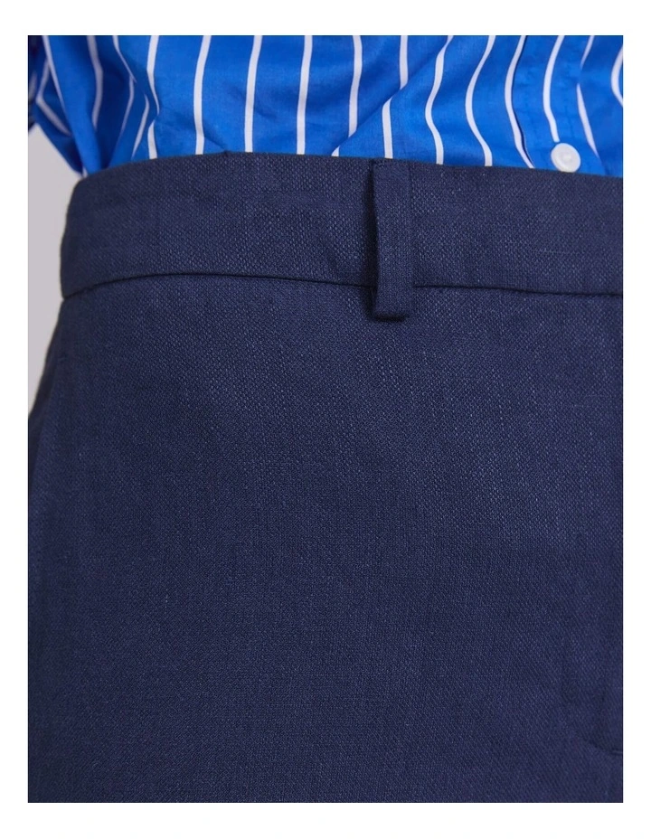 Freya Straight Linen Pant in Navy image 6
