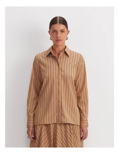 Gina Stripe Shirt in Beige