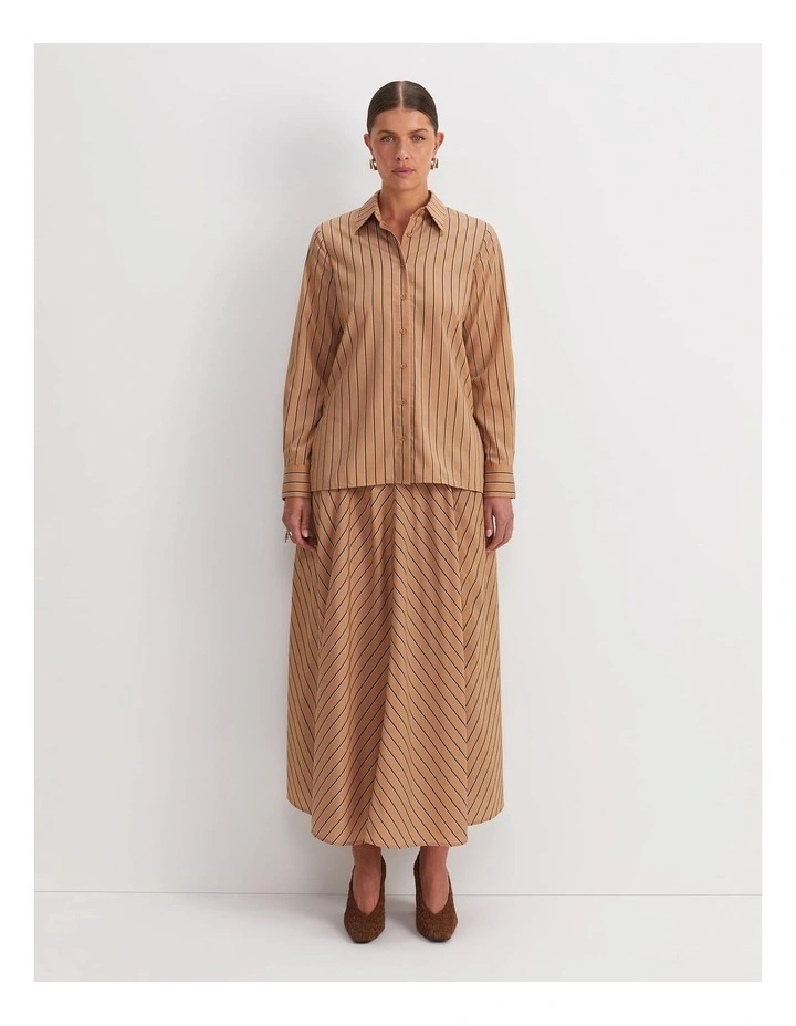 Gina Stripe Shirt in Beige image 3