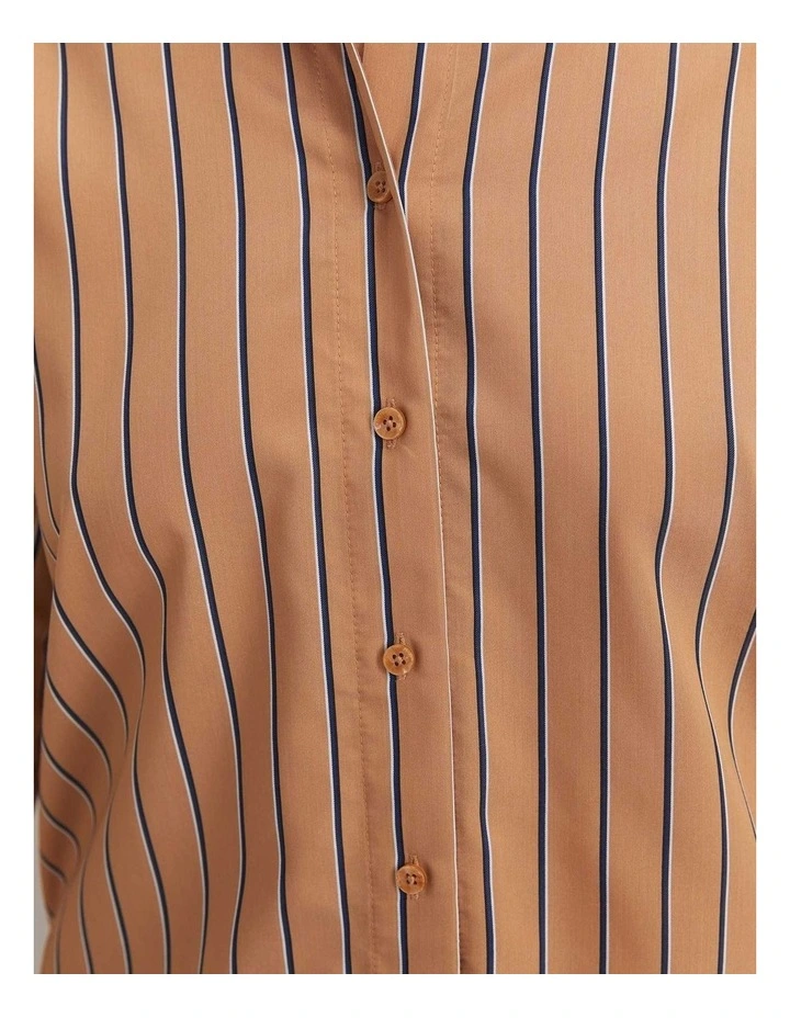 Gina Stripe Shirt in Beige image 4