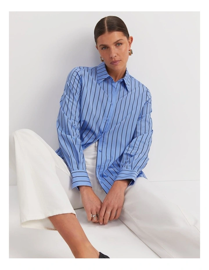 Gina Stripe Shirt in Blue image 1