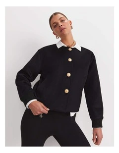 Crop Melton Jacket in Black