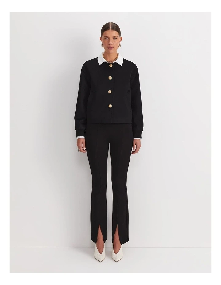 Crop Melton Jacket in Black image 2