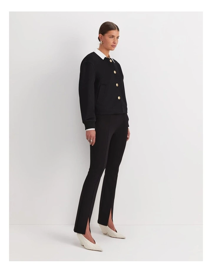 Crop Melton Jacket in Black image 3
