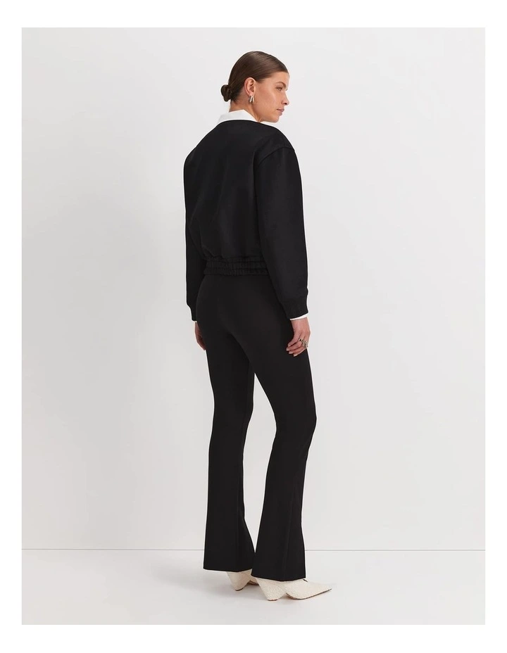 Crop Melton Jacket in Black image 4