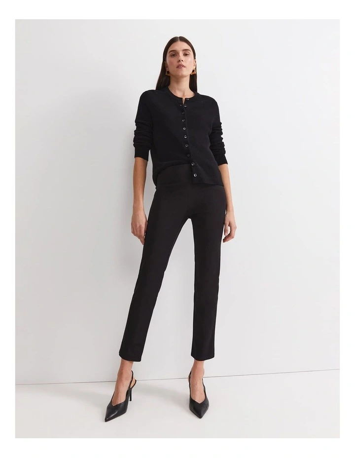 Felicity Flat Front Slim Pant in Black image 2