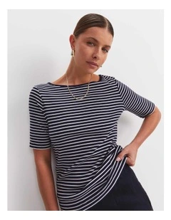 Heidi Boat Neck Half Sleeve Tee