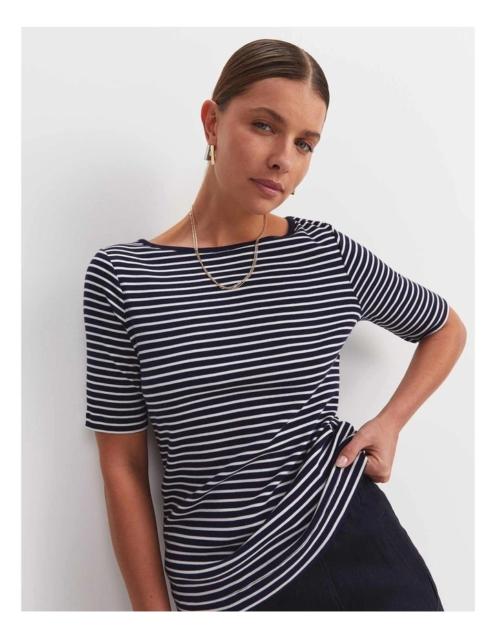 Heidi Boat Neck Half Sleeve Tee image 1