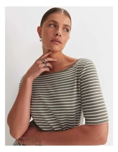 Heidi Boat Neck Half Sleeve Tee