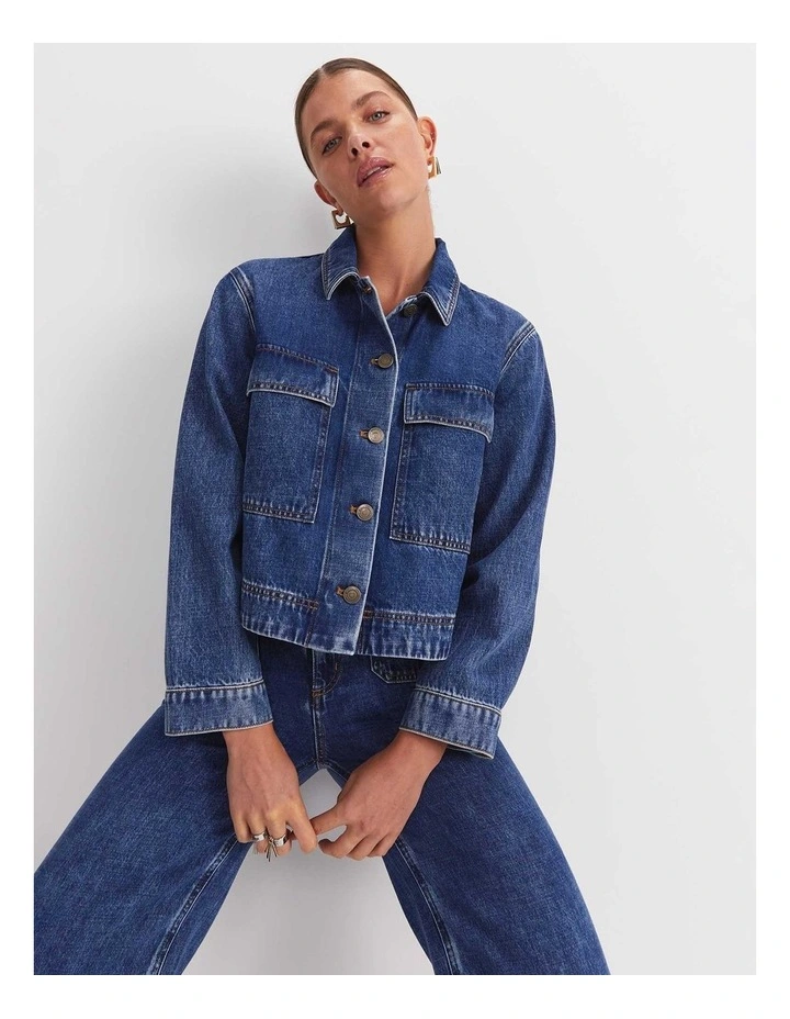 Allegra Denim Jacket in Mid Wash image 1