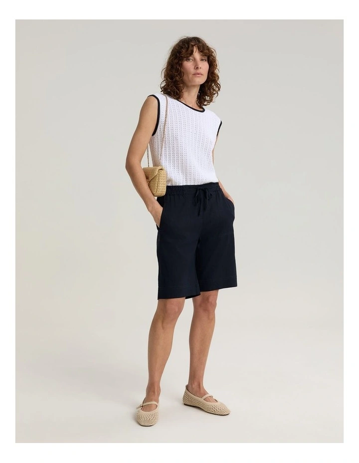 Rosa Linen Short in Classic Navy image 3