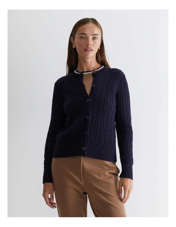 Cable Merino Cotton Cardigan image 4