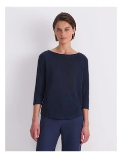 Cecile Linen Top in Blue