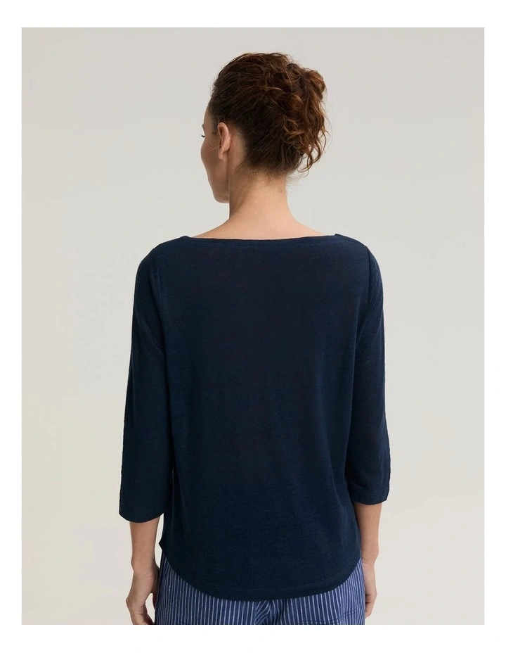 Cecile Linen Top in Blue image 2