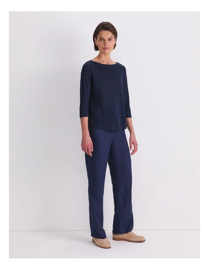 Cecile Linen Top in Blue image 3
