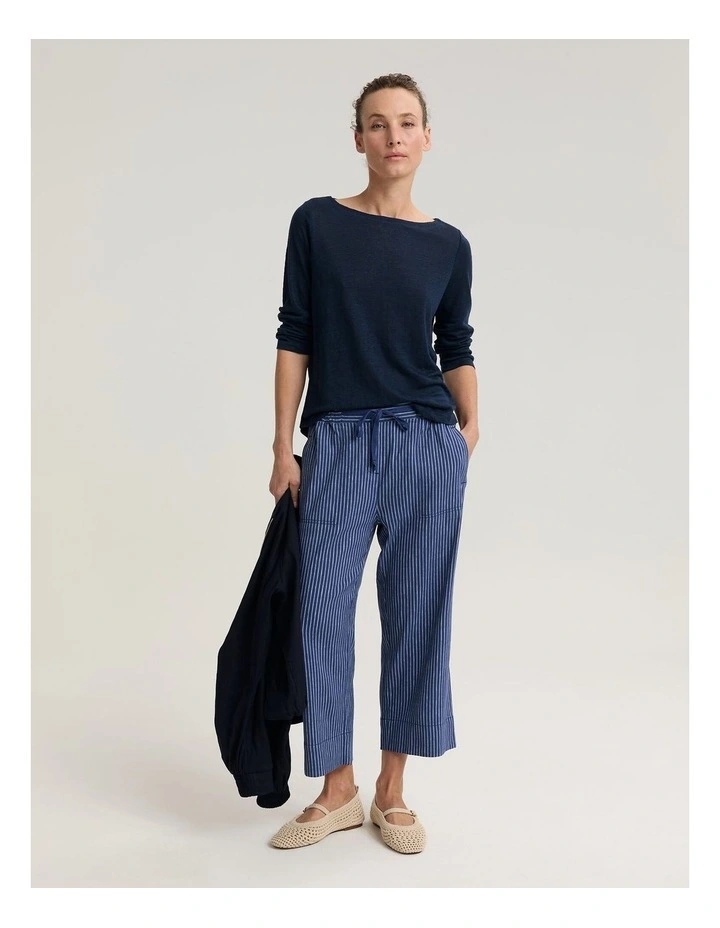 Cecile Linen Top in Blue image 3