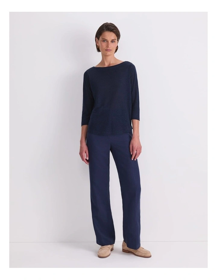 Cecile Linen Top in Blue image 4