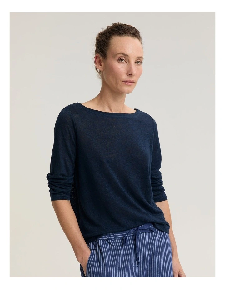 Cecile Linen Top in Blue image 4