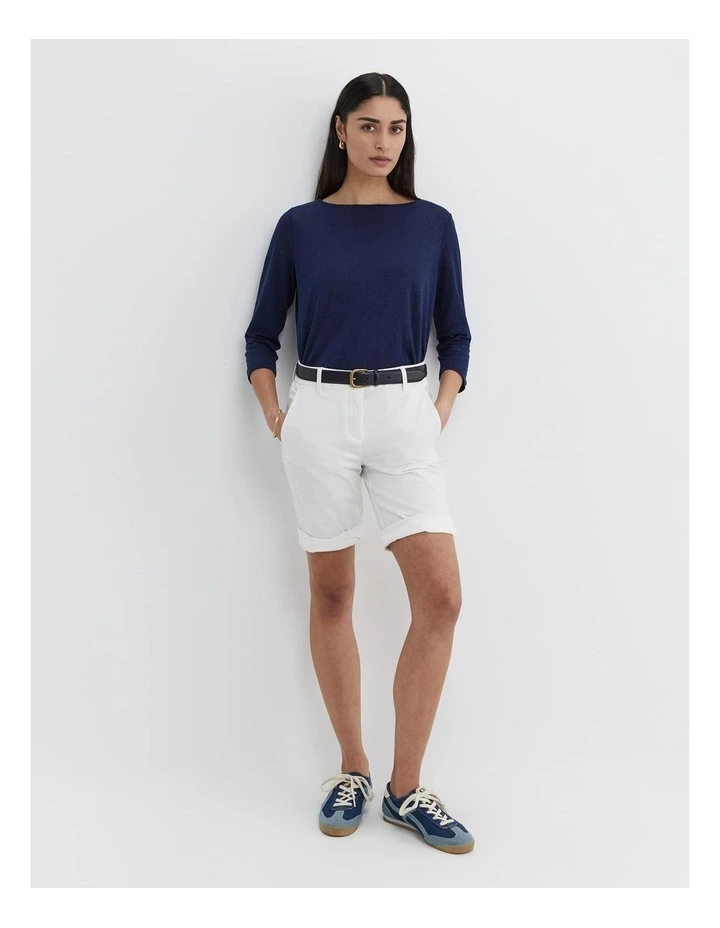 Cecile Linen Top in Navy image 4