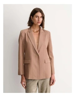 Mina Lurex Pinstripe Jacket in Tan