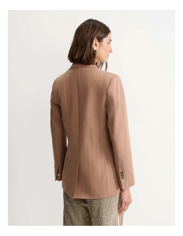 Mina Lurex Pinstripe Jacket in Tan image 2
