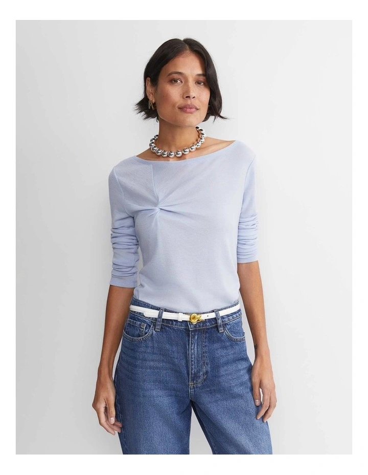 Gigi Wool Twist Top in Ice Blue image 1