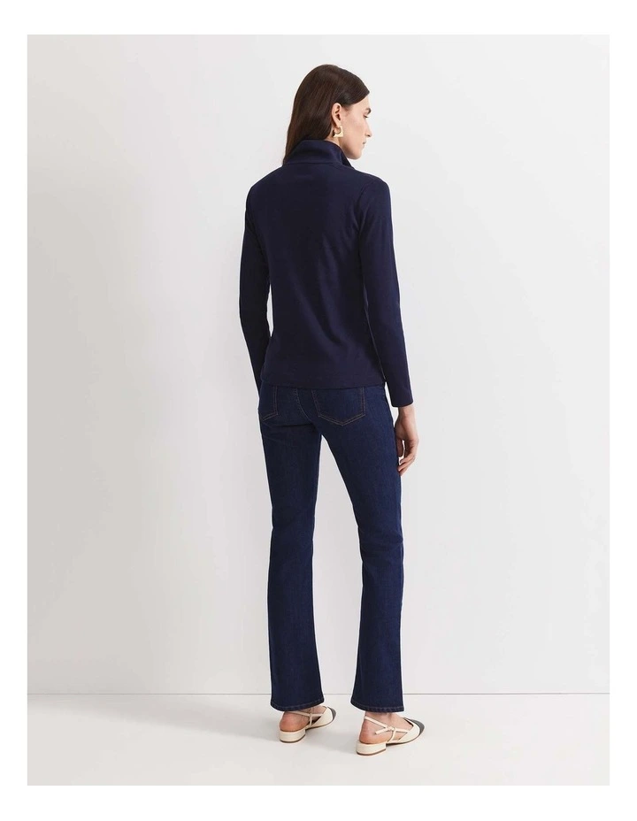 Lucy Snap Funnel Neck Top in Navy image 2