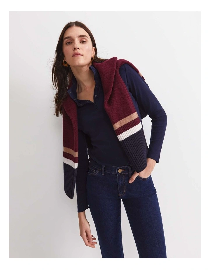 Lucy Snap Funnel Neck Top in Navy image 3