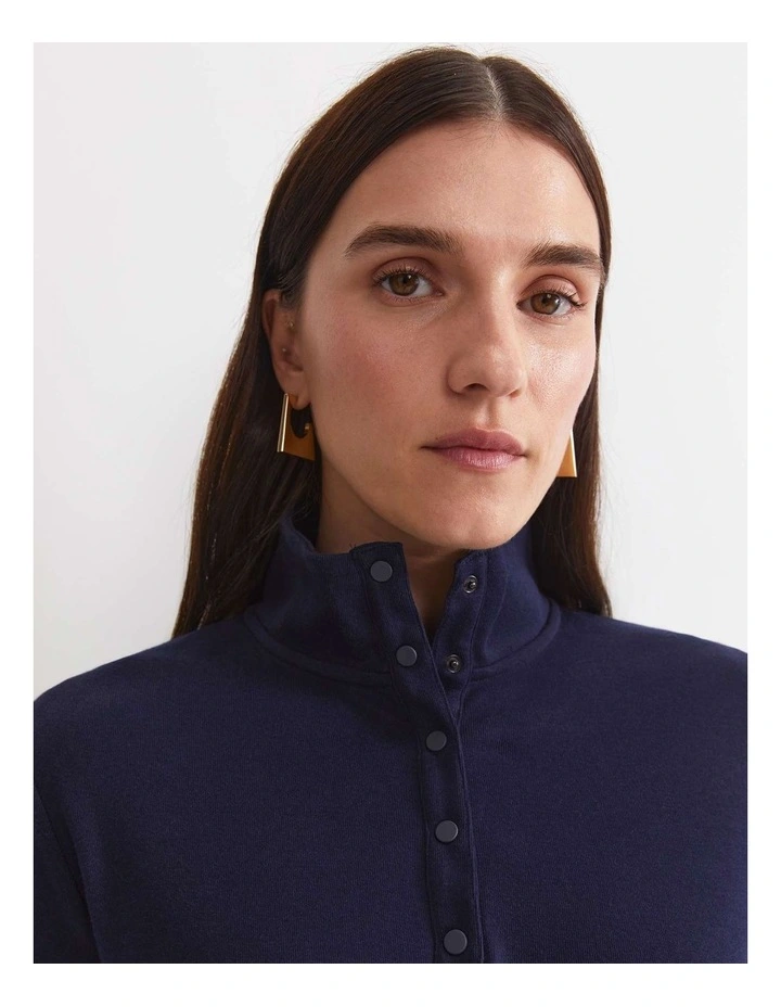 Lucy Snap Funnel Neck Top in Navy image 4