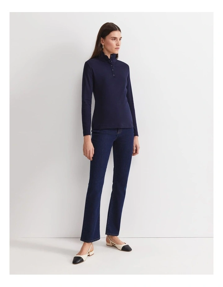 Lucy Snap Funnel Neck Top in Navy image 6