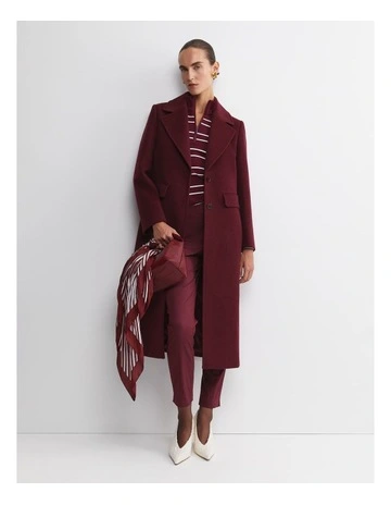 Saskia Single Breasted Coat in Wine